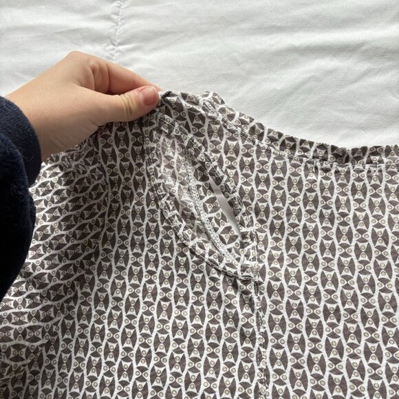 Womens Size XL Blouse Short Sleeve Scoop Neck Pockets Brown Office 90s Y2K - Picture 10 of 10